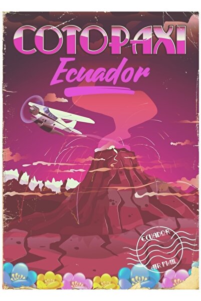 Universal Κοτοπαξί, Εκουαδόρ, Ξύλινη Διακοσμητική Αφίσα Τραπεζοειδούς Σχήματο...