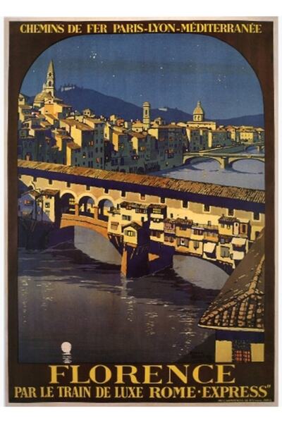 Universal Αφίσα ταξιδιού: Ποντέ Βέκιο, Φλωρεντία, Ιταλία. Ξύλινη διακοσμητική...