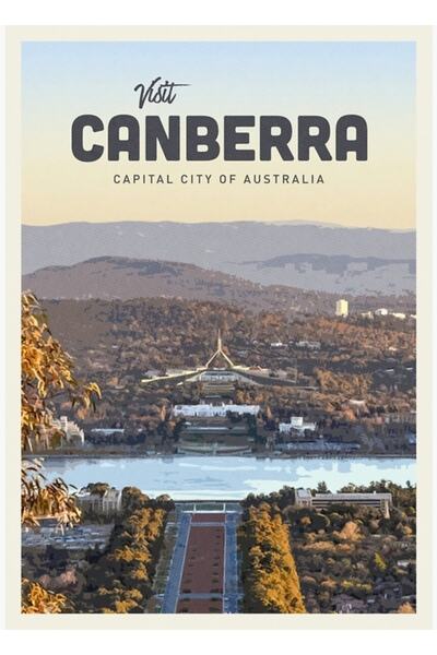 Universal Επισκεφθείτε το Canberra Tablo Ahşap Poster Decorative, ένα ξύλινο ...