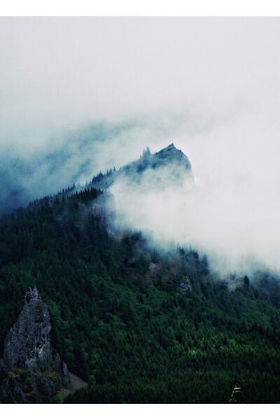 Universal Tablou cu ceață de munte, poster decorativ din lemn