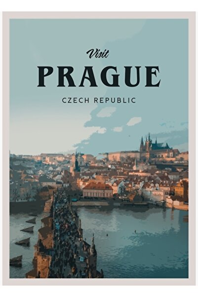 Universal Poster decorativ din lemn cu tablou Praga