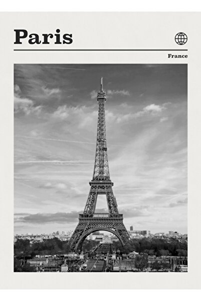 Universal Парижки туристически плакат, черно-бял, декоративен, дървен плакат-...