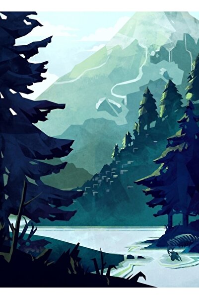 Universal Декоративен дървен плакат с картина на канадска планина