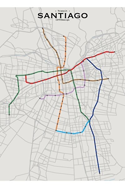 Universal Декоративен дървен плакат-таблица с карта на Сантяго за транзит