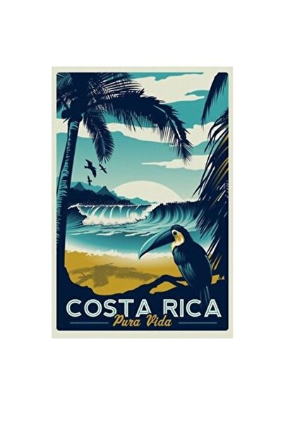 Universal Κόστα Ρίκα Πίνακας Ταξιδιωτικών Εικονογραφήσεων Παραλίας Ξύλινη Δια...