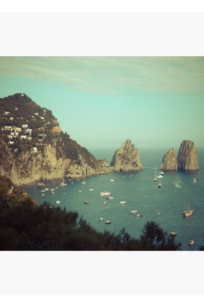 Universal Ακτή Αμάλφι, Κάπρι, Ιταλία 4 Διακοσμητικές Ξύλινες Αφίσες Τέχνης