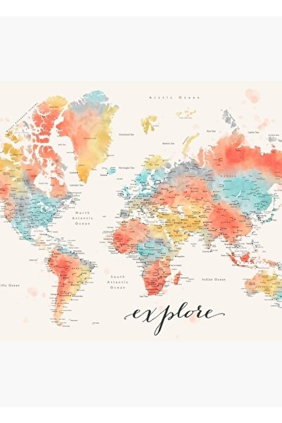 Universal "Ανακαλύψτε" - Πολύχρωμος Χάρτης του Κόσμου με Ακουαρέλες Πόλεων, Ξ...