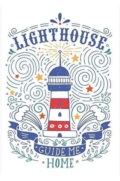 Universal Χειρόγραφος πίνακας με αποσπάσματα κειμένου και φάρο, Ξύλινη διακοσ...