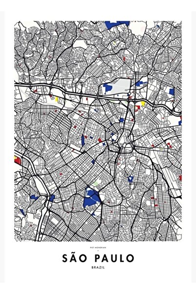 Universal Χάρτης της Σάο Πάολο (Βραζιλία) από τον X Piet Mondrian, Ξύλινη δια...
