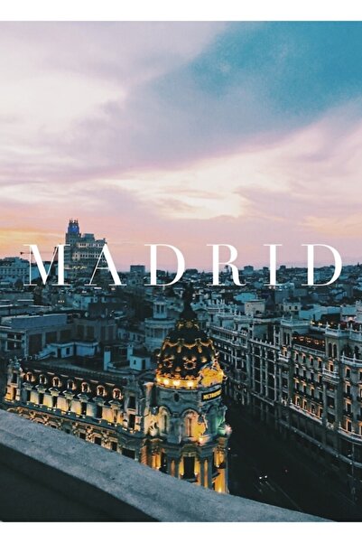 Universal Декоративен дървен плакат с картина на Мадрид