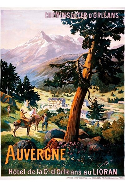 Universal Auvergne, poster de călătorie francez, tablou decorativ din lemn