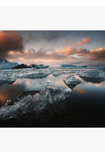 Universal Επιτραπέζια Ξύλινη Διακοσμητική Αφίσα Λίμνης Παγετώνα Τζόκουλσαρλον