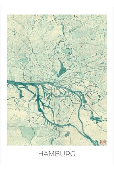 Universal Harta Hamburgului Tablou albastru Poster din lemn decorativ