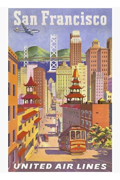 Universal Poster de călătorie San Francisco, tablou decorativ din lemn