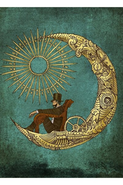 Universal Poster decorativ din lemn cu tematică de călătorie prin lună