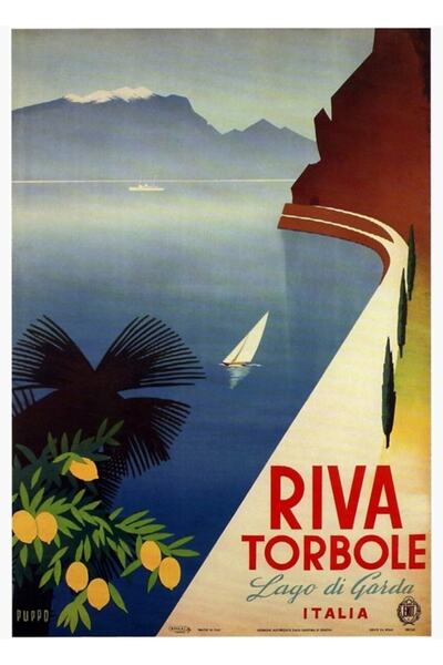 Universal Ρίβα Τορμπόλε Λίμνη Γκάρντα Ιταλία Ξύλινη Αφίσα Τέχνης Διακοσμητική