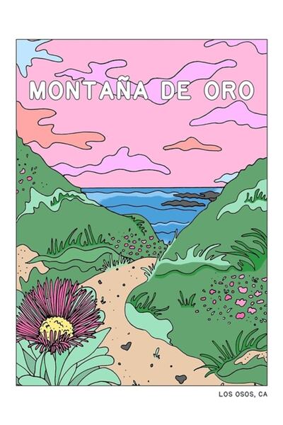 Universal Εικονογράφηση καρτ ποστάλ του Εθνικού Πάρκου Montaña De Oro, Ξύλινη...