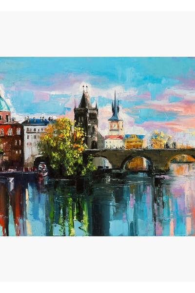 Universal Praga, Seara pe Podul, Tablou decorativ din lemn, Poster decorativ