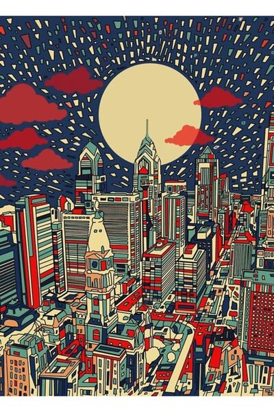 Universal Poster decorativ din lemn Philadelphia Tablo