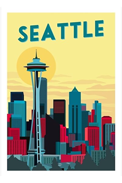 Universal Seattle, Washington, SUA, Poster decorativ din lemn, pictat