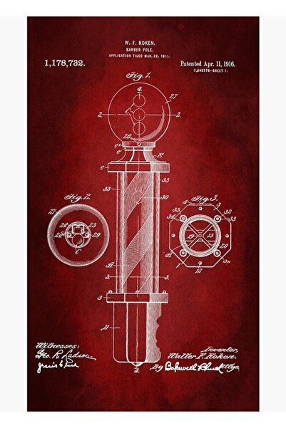 Universal Berber Direği Patenti 1916 Tablo Ahşap Poster Dekoratif