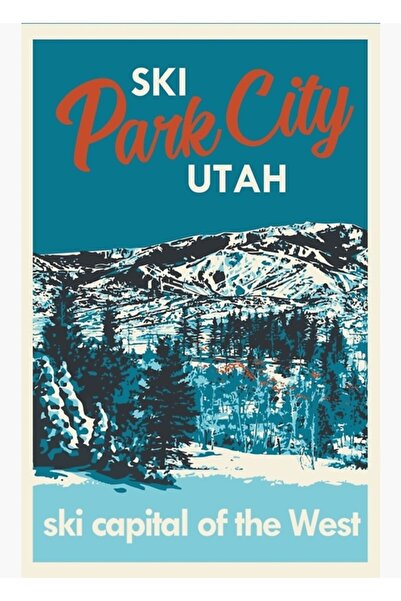 Universal Poster decorativ din lemn cu tematică schi, orașul Park City, Utah