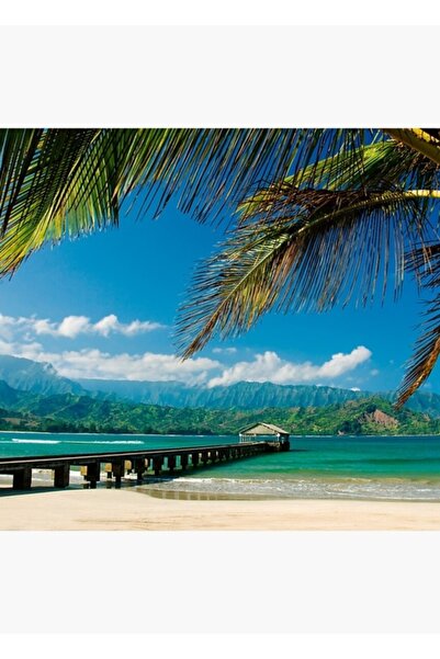 Universal Декоративен дървен плакат със снимка на кей Бей Ханалей, Кауай