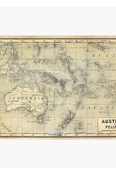 Universal Παλιός χάρτης της Αυστραλίας, Ξύλινη διακοσμητική αφίσα