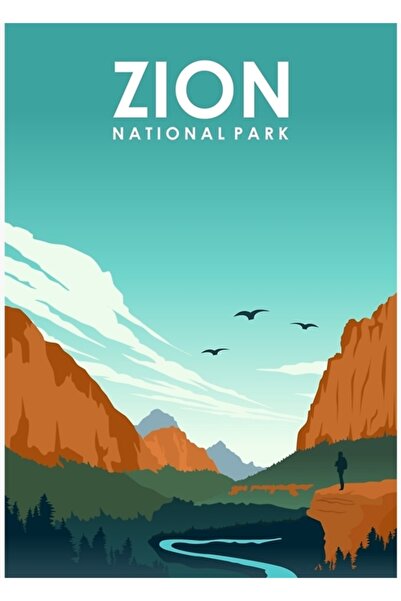 Universal Национален парк Цион, Юта, Декоративен дървен плакат-картина за път...