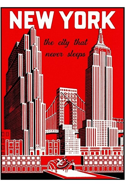 Universal Poster de călătorie cu orizontul orașului New York, tablou decorati...