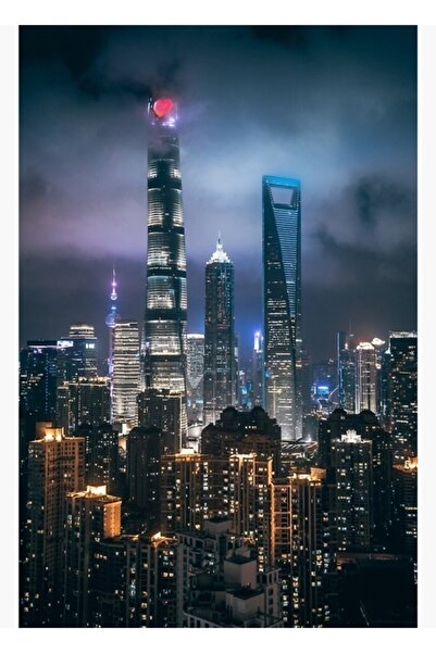 Universal Декоративен дървен плакат с картина на шанхайски светлини