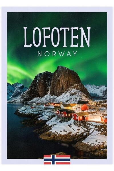 Universal Νήσοι Λόφοτεν, Νορβηγία - Ξύλινη διακοσμητική αφίσα με ζωγραφική νυ...