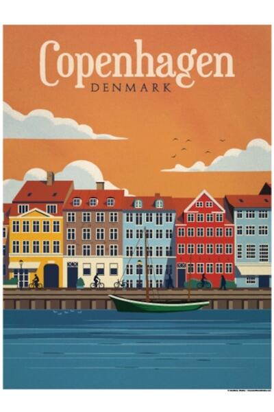 Universal Poster decorativ din lemn cu tablou Copenhaga