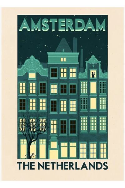 Universal Αφίσες ταξιδιωτικών θέματος - Άμστερνταμ, Ολλανδία Ξύλινη διακοσμητ...