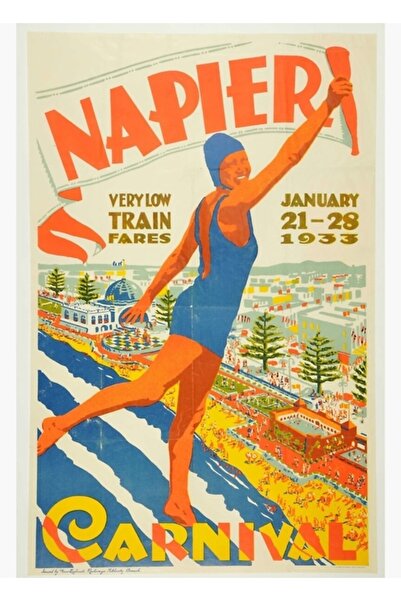 Universal Carnavalul Napier Noua Zeelandă Tablou de călătorie Poster din lemn...