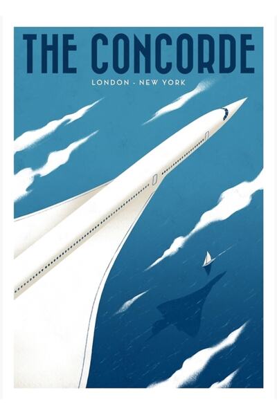 Universal Αφίσες Ταξιδιωτικών Θέματος - Ξύλινη Διακοσμητική Αφίσα Κονκόρντ Εκ...