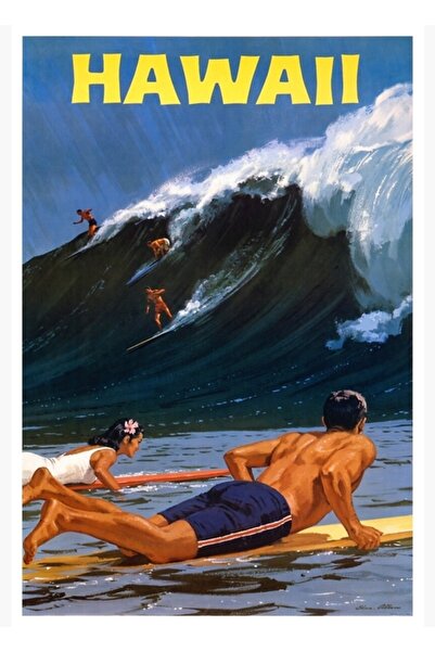 Universal Декоративен, възстановен дървен плакат с хавайска туристическа тема...