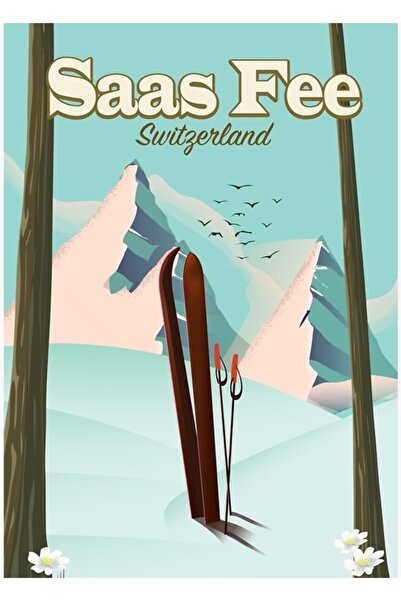 Universal Saas Fee Ελβετικό Πανό Σκι, Ξύλινη Διακοσμητική Αφίσα