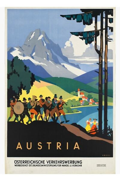 Universal Austria Alpii Tablou de călătorie Poster din lemn decorativ