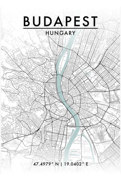 Universal Mapa grada Budimpešte, drveni poster za dekoraciju