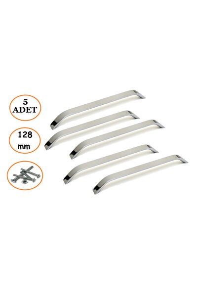 ŞENEL Yapı Market 5 Adet Krom Dolap Çekmece Mobilya Kulp 128 Mm