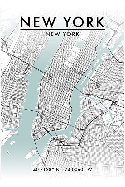 Universal Διακοσμητική ξύλινη αφίσα με χάρτη της πόλης της Νέας Υόρκης