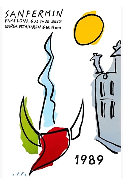 Universal 1989 Pamplona Spania Afișul Cursa Taurilor Tablou Afiș din lemn Dec...