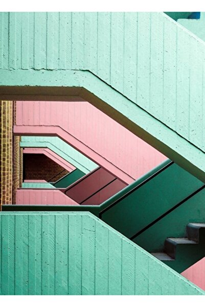 Universal Πολύχρωμος Αρχιτεκτονικός Πίνακας Σκαλών Ξύλινη Διακοσμητική Αφίσα