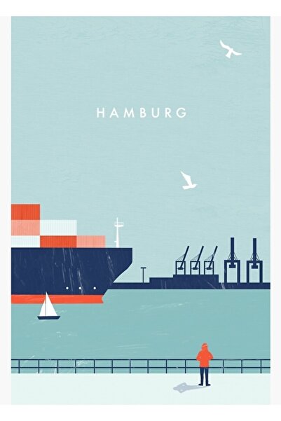 Universal Poster de călătorie Hamburg, tablou decorativ din lemn
