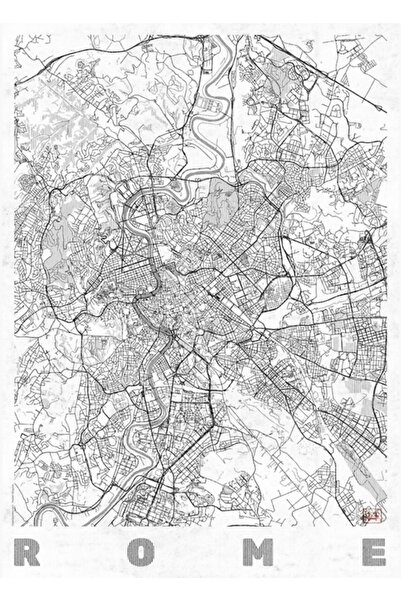 Universal Дървен декоративен плакат с линейна карта на Рим