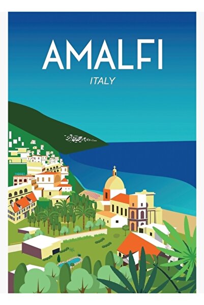 Universal Αμάλφι Ιταλία Αφίσα Ταξιδιωτικών Θέματος Τοπίο Ζωγραφικής Ξύλινη Αφ...