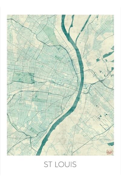 Universal Louis Map Blue Painting Poster din lemn decorativ