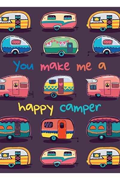 Universal Poster decorativ din lemn cu tablou Happy Camper