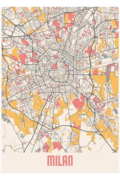 Universal Milano Italia Harta orașului cu cretă Tablou Poster din lemn decorativ
